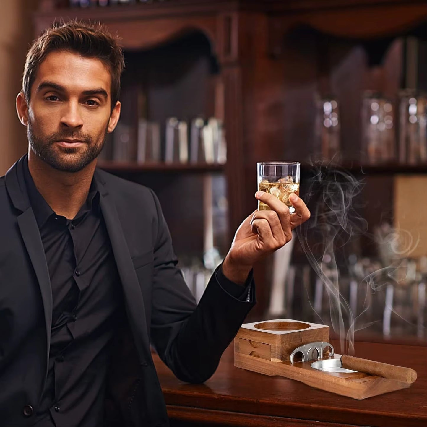 Cigar Ashtray With Cigar Drawer