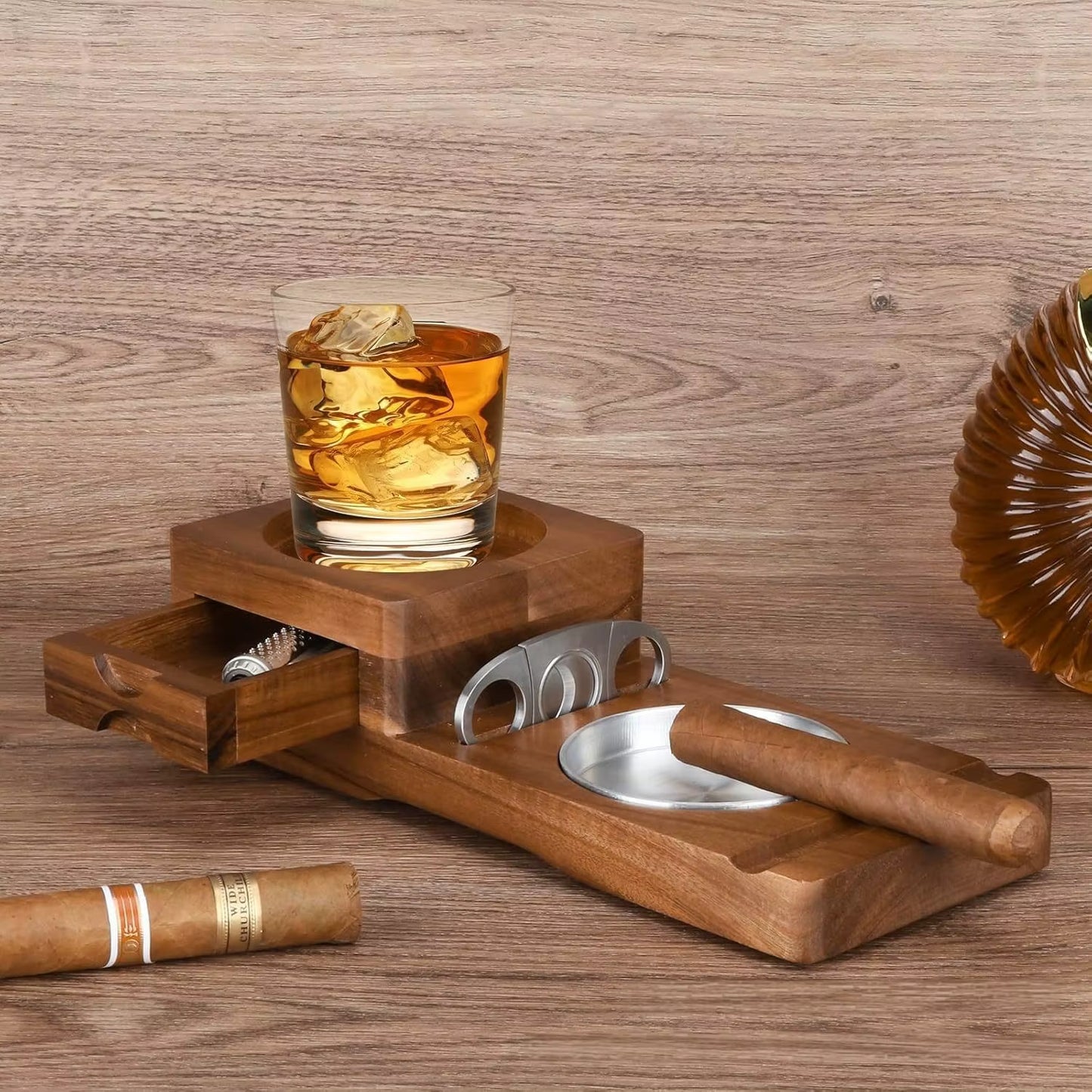 Cigar Ashtray With Cigar Drawer